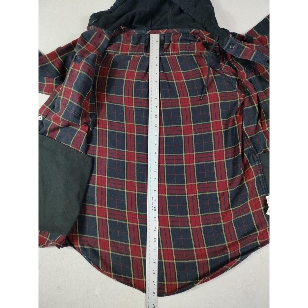 Vans Shirt Mens Medium Red Plaid Hooded Flannel Skater Skatelife Grunge Casual - Picture 11 of 14